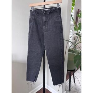 Levis Black High Waisted Tapered Jeans Raw Hem